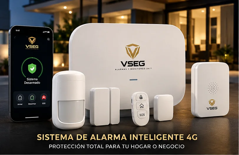 Representación ilustrativa de panel de alarma inalámbrico 4G sin marca visible